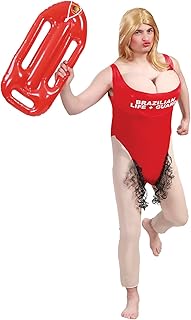 FIESTAS GUIRCA Disfraz de Vigilante de la Playa Hombre - Disfraz Despedida Soltero - Disfraces en Grupo Adulto, Rojo