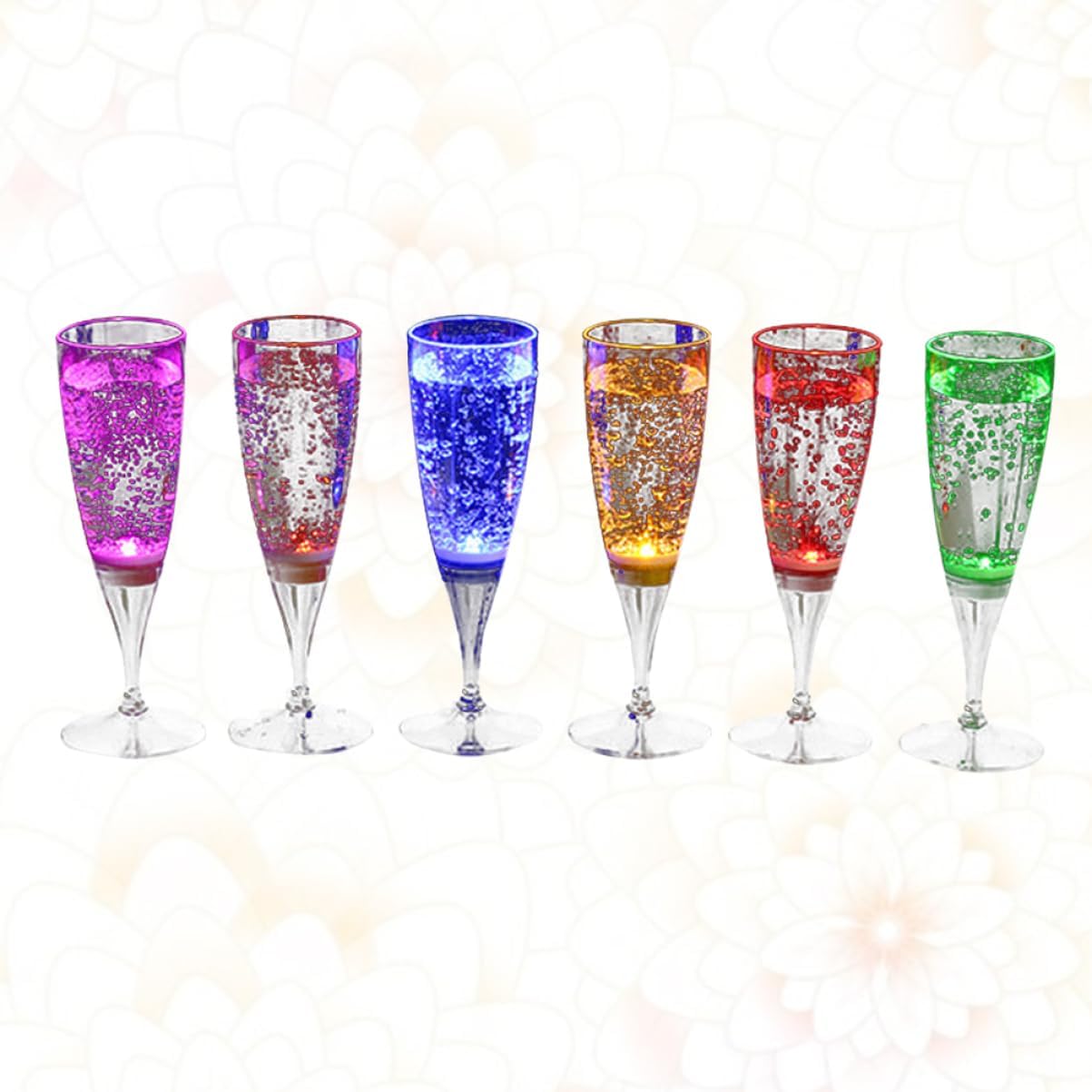6 Pcs 150L LED Light Up Plastic Goblet Liquid Activated Wine Glasses for Parties Festive Atmosphere Drinkware