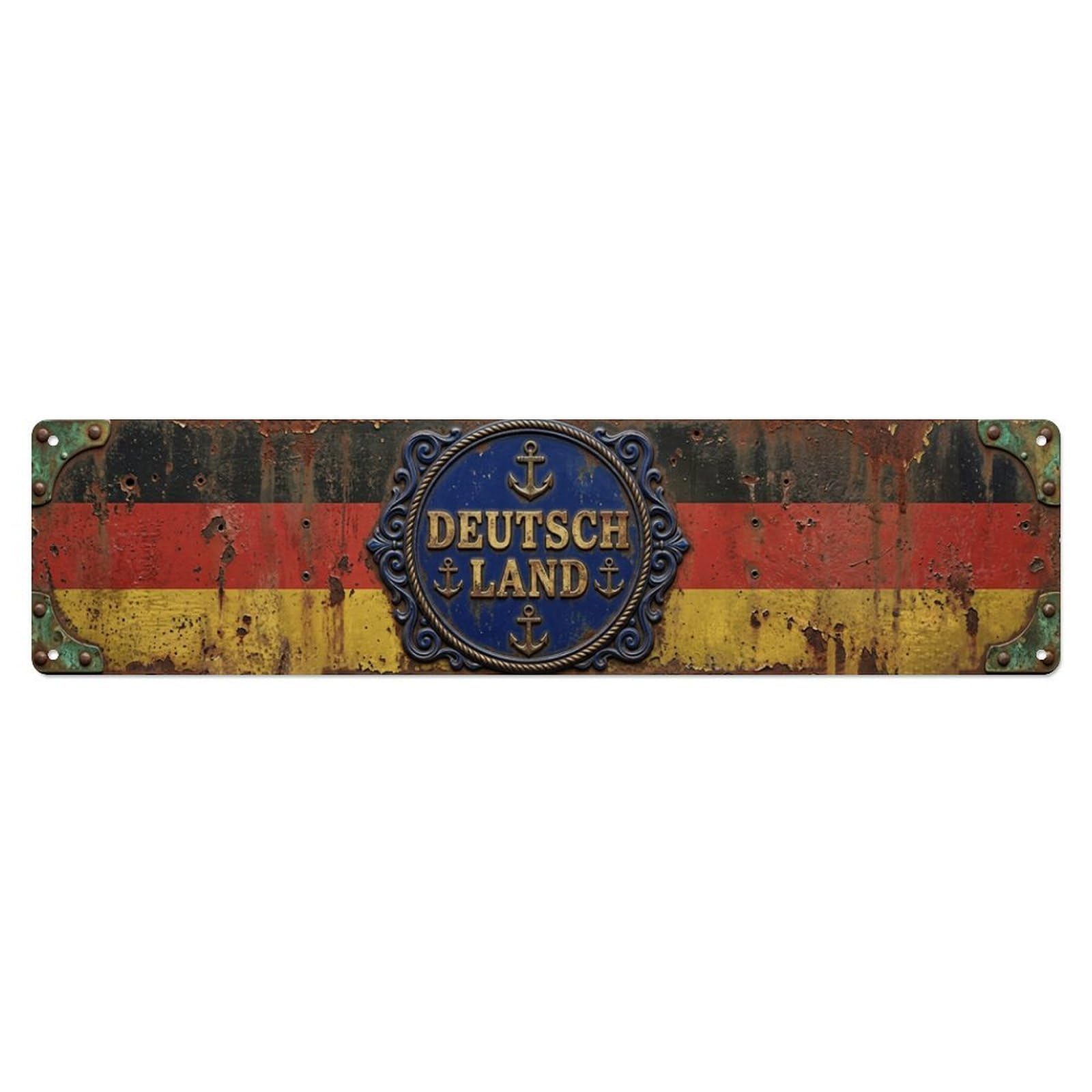 German Flag Rustic Badge Metal Tin Skinny Sign Plaque Wall Decor for Cafe, Club Bar, Office, Home Garden Metal Poster 4x16Inch