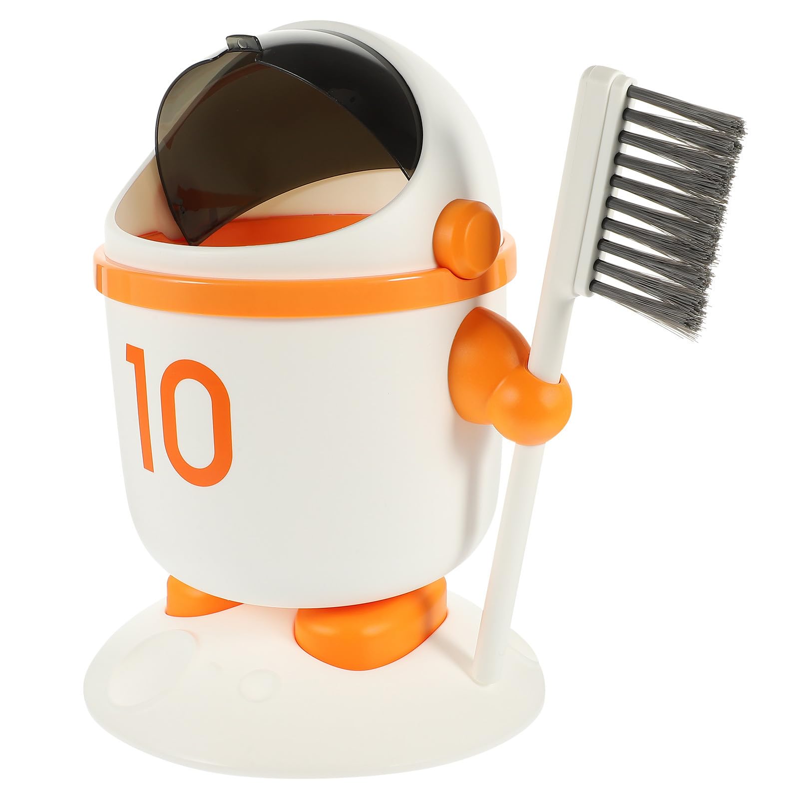 Poubelle de bureau enfant astronaute déco avec mini brosse intégrée en plastique