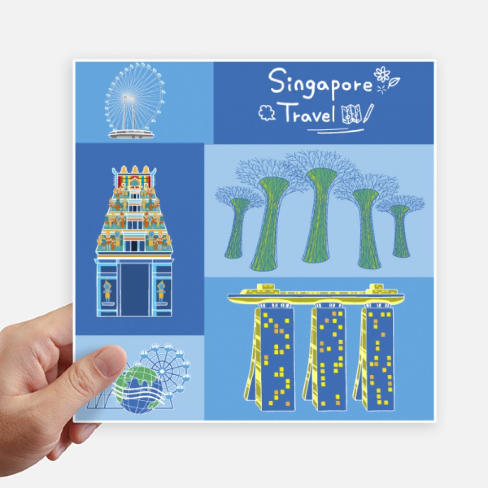 Stickers de Singapur DIYthinker de 20cm vinilos cuadrados para pared y maleta pack de 4 unidades