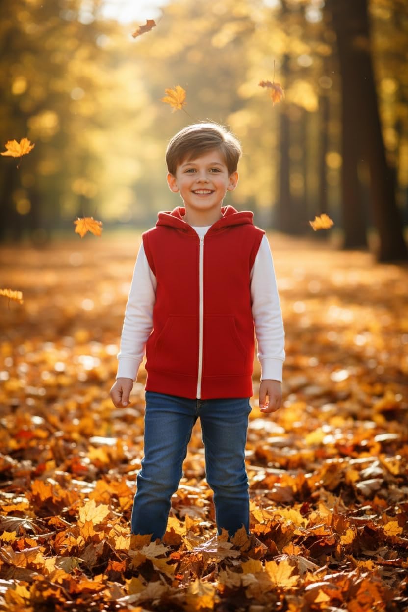 A2Z 4 Kids Hooded Gilet Jacket Fabric No Sleeve Zipper Coat New Casual Fashion Girls Boys Age 5-13 Years