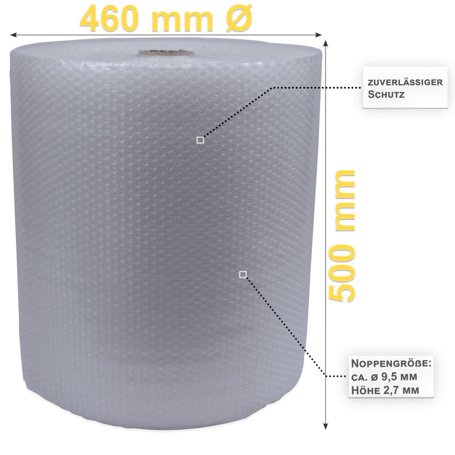 smiley pack 1 x Luftpolsterfolie Breite 0,5 x 100 m Bubble Wrap Polsterfolie Fläche 50 qm Dicke 60 my Bläschenfolie Noppenfolie Einpackfolie Blisterfolie Luftpolster Verpackungsmaterial (1)