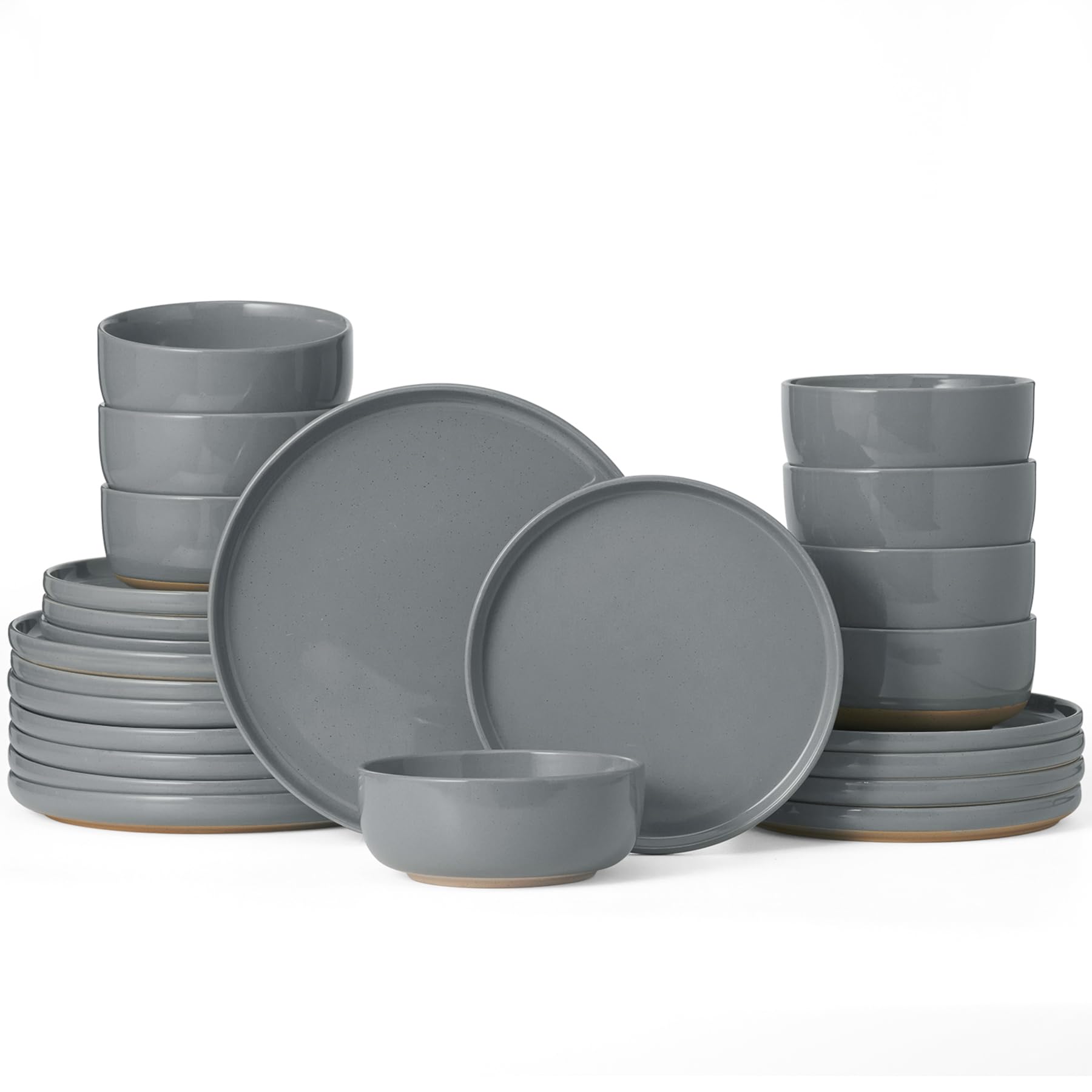 Milkyway 24-Piece Stoneware Dinnerware Set, Dark Gray