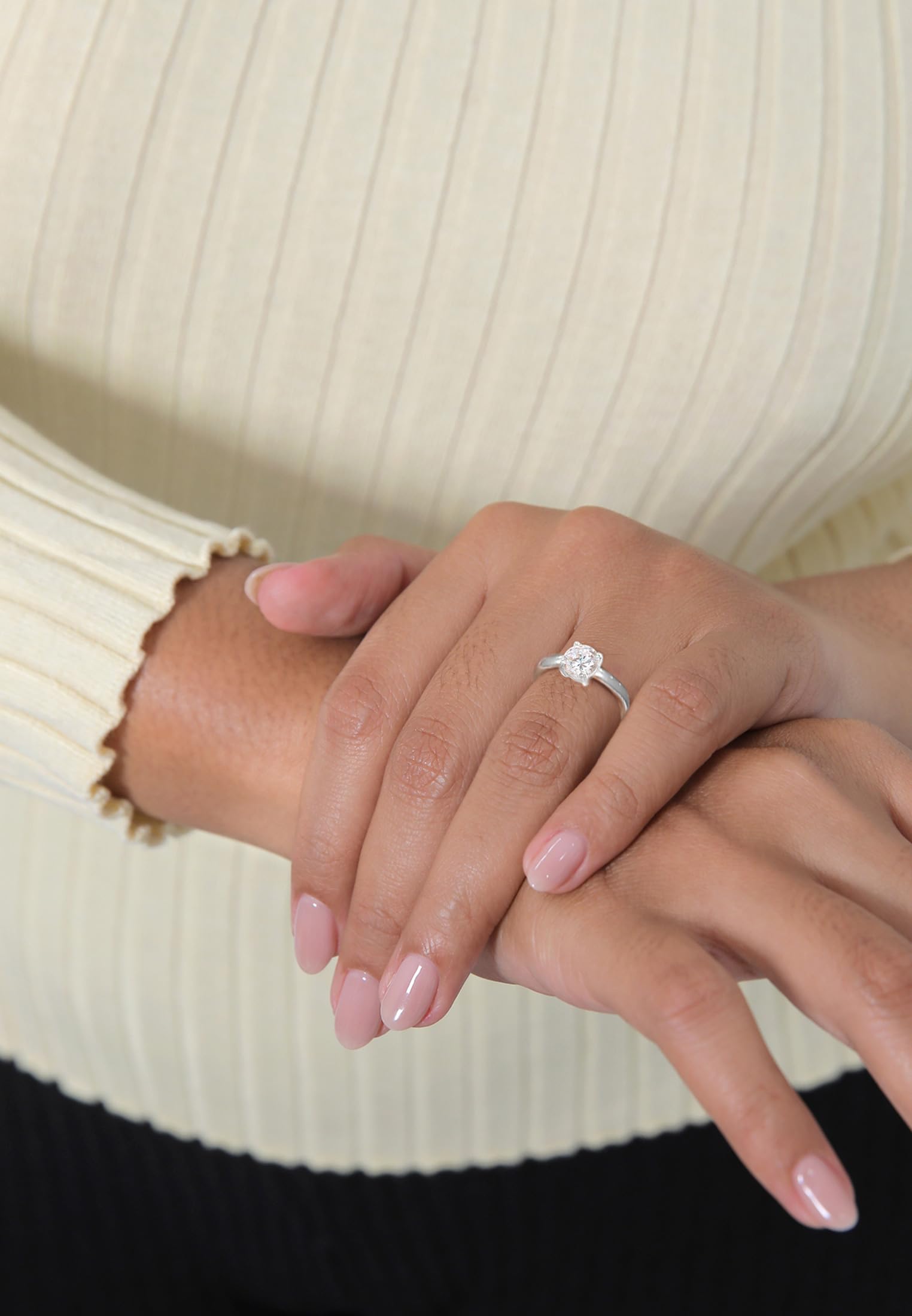 Elli Ring Damen Solitär mit Zirkonia Steinen in 925 Sterling Silber