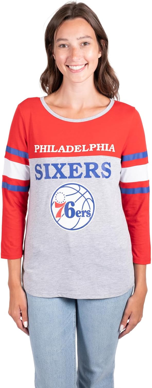 Ultra Game Women's NBA Official Standard T Raglan Baseball 3/4 Long Sleeve Tee Shirt