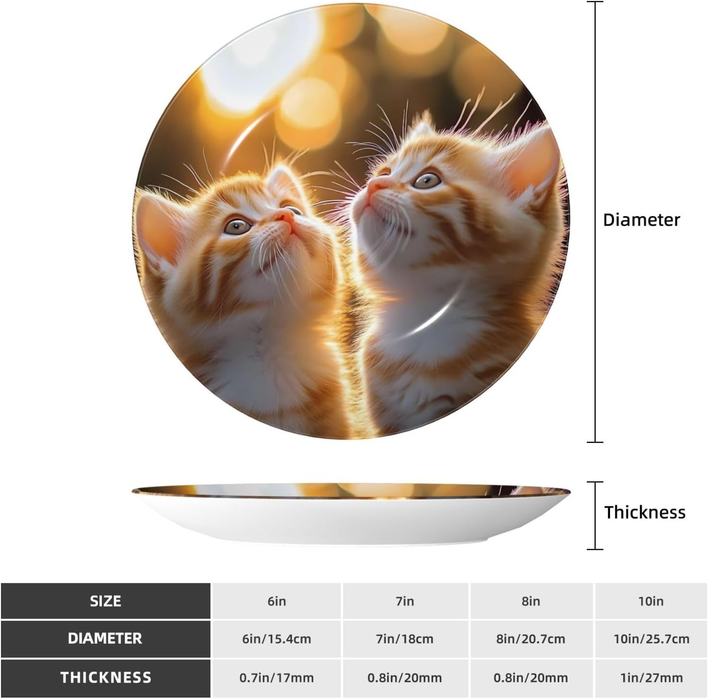 Cats Style Ceramic Plate Display Home Display With Stand Wall Hanging Plate For Home Decor 10 Inch