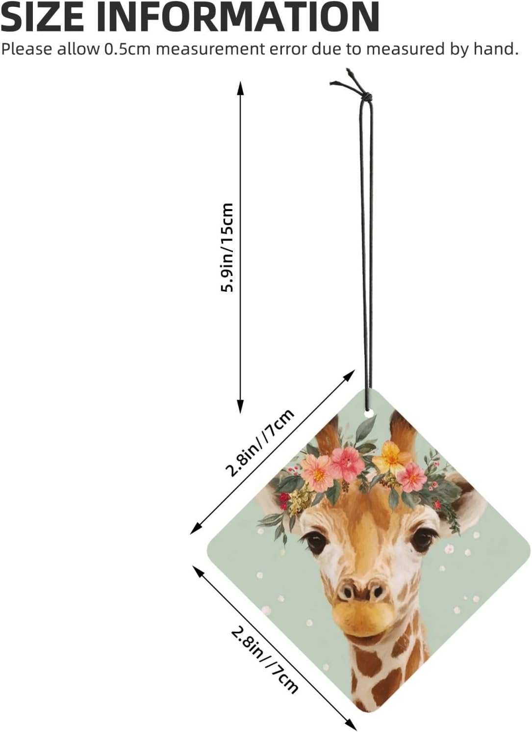 Car Air Freshener 24 PCS Giraffe with Floral Hanging Car Air Fresheners Auto Interior Decor Card Freshener Strong Scented Card Lavender Cars Scents for Office Bedroom Close Drawer Square