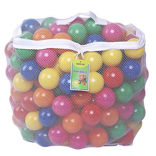 Click N' Play Pack of 200 Phthalate Free BPA Free Crush Proof Plastic Ball, Pit Balls - 6 Bright Colors in Reusable and Durable Storage Mesh Bag with Zipper.