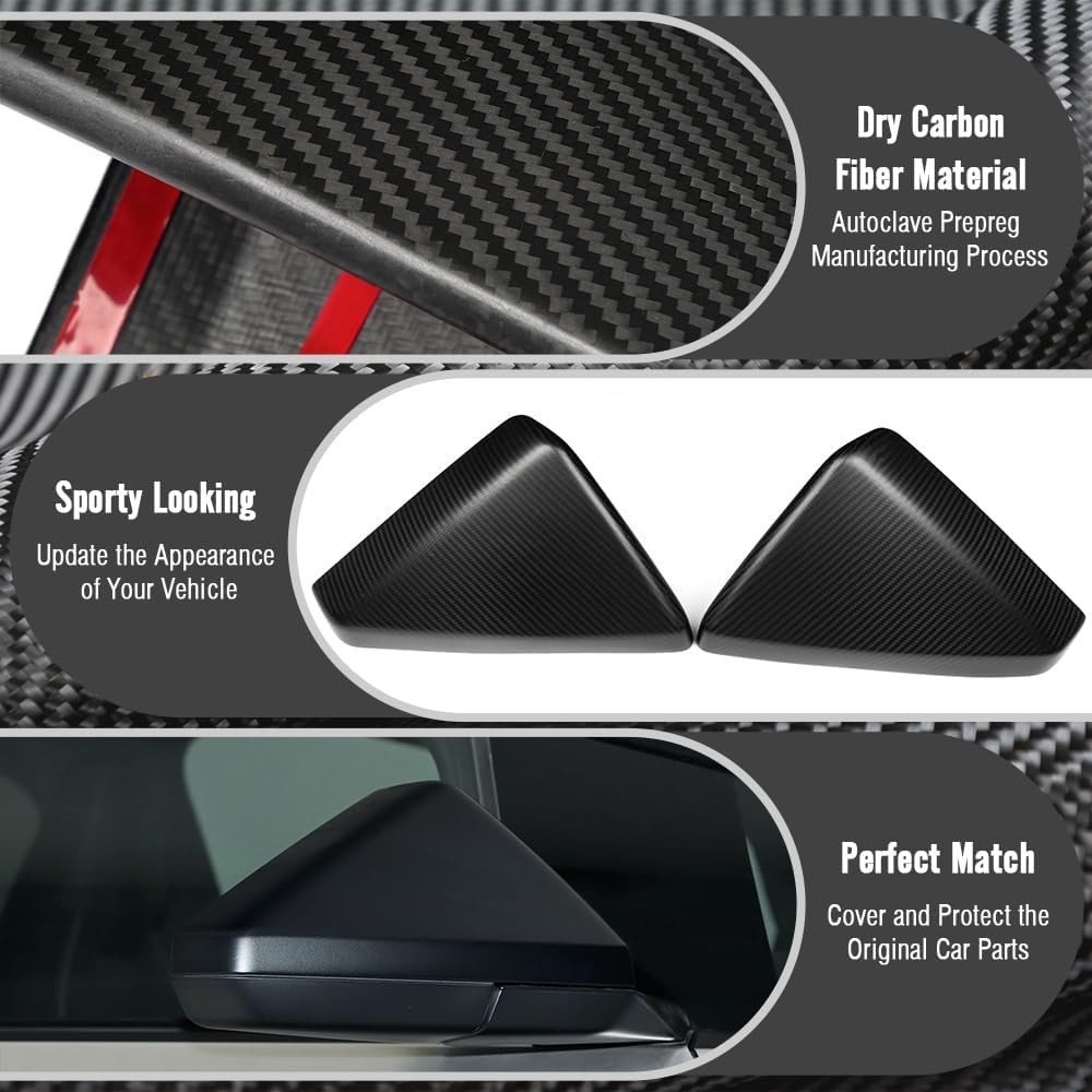 Dry Carbon Fiber Rear View Mirror Cover for Tesla Cybertruck 2024 2025+,for Cyberbeast Side Mirror Cover Cap (Matte Carbon)