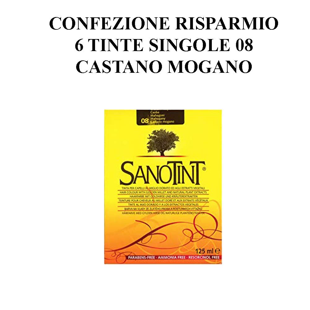 SANOTINT TINTA CLASSIC COLORE 08 CASTANO MOGANO -6 CONFEZIONI- 6X125ML