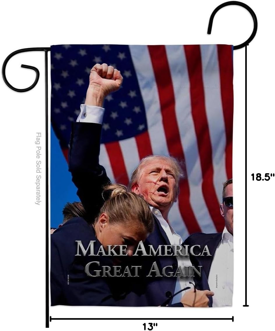 Ever Less Trump Shooting Flag Wall Home Patio Lawn Garden Make America Again Room Poster Rally Survivor 2024 President 47 MAGA Yard Sign Outdoor Patriotic Decorations, Republican Gifts Made in USA
