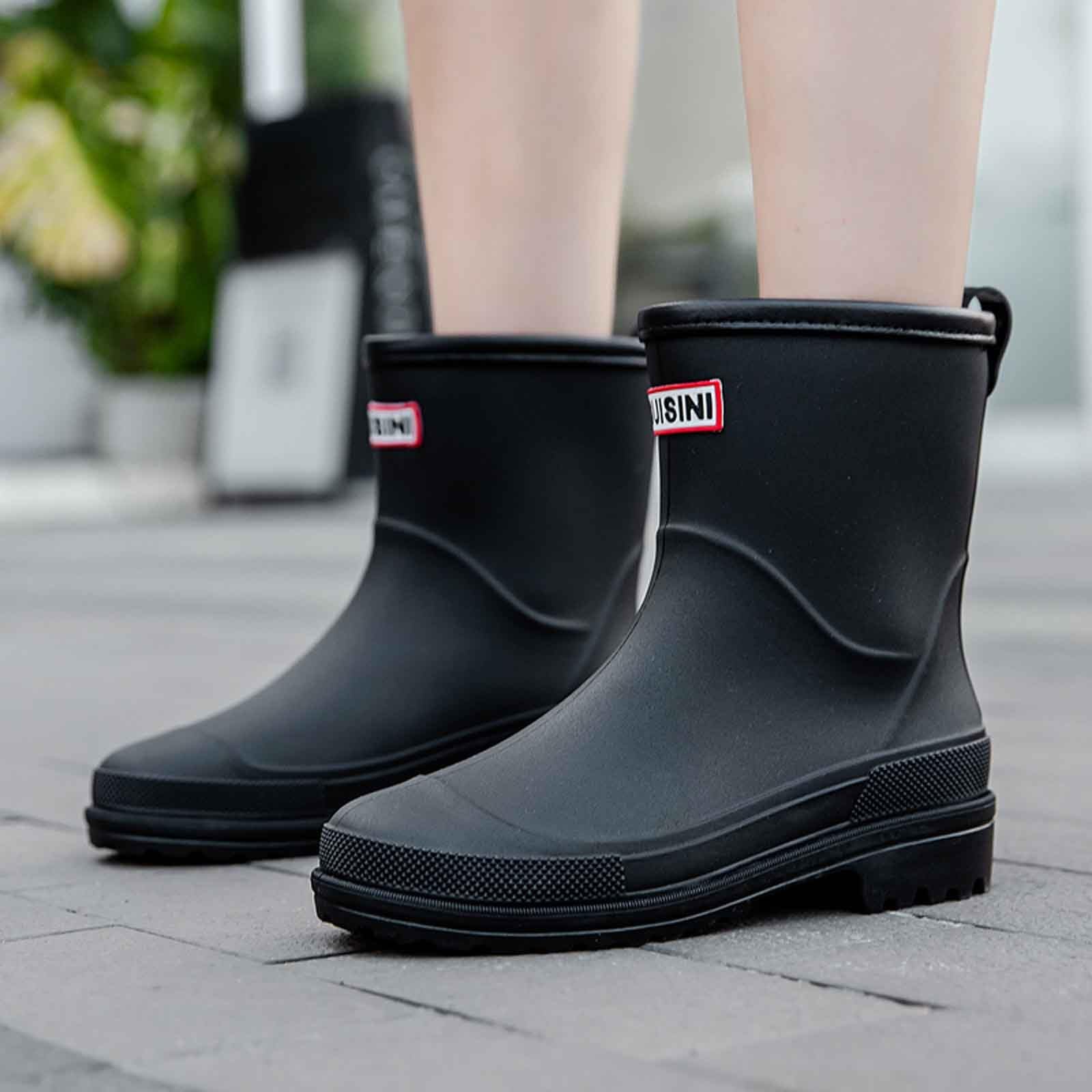 Stivali di Gomma Leggeri da Donna con Robusta Suola Antiscivolo di Gomma con Tacco Basso Antiscivolo Tronchetti Donna Altezza Stivaletti Stivali da Pioggia Leggeri e Resistenti Rain Boots