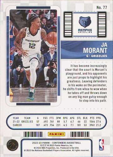 Miniatura 2 de 2022-23 Panini Contenders Season Ticket #77 Ja Morant Memphis Grizzlies Basketball Card - GotBaseballCards