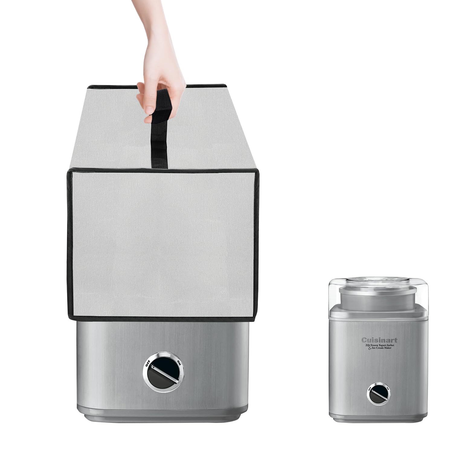 NUENSS-ROR Ice Cream Maker Cover Heavyweight Thickened Dust Cover Case Waterproof Cover for Ice Cream Maker Ice Cream and Frozen Yogurt Machine 2Qt, ICE30BCP1 (Silver, 9.8 x 9 x 11.4in)