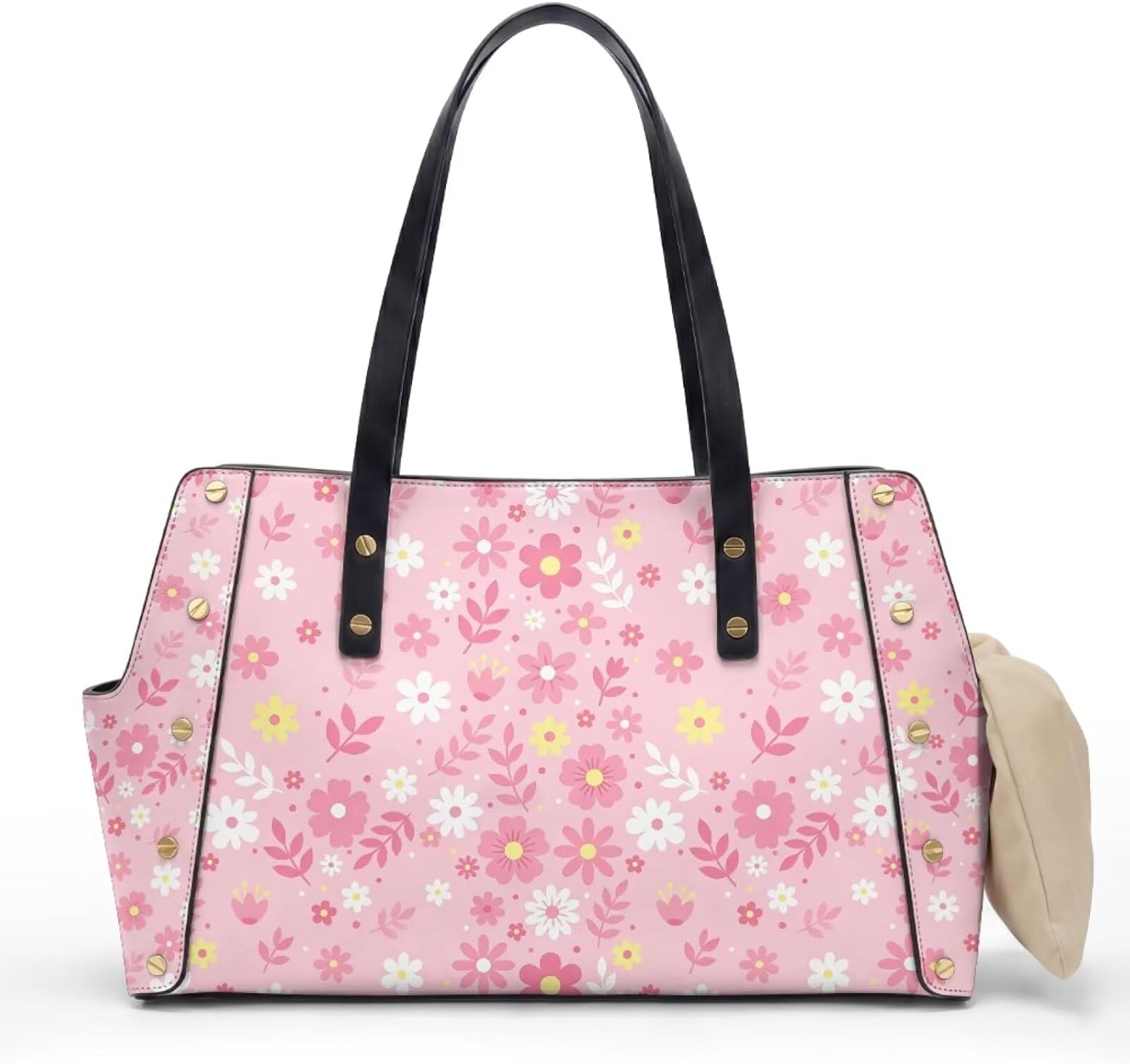 Flower Print Pet Purse Carrier for Cat Dogs, Portable Comfort Dog Bag Carrier Tote Purse with Cushion, Washable Pet Shoulder Bag for Outdoor Activities