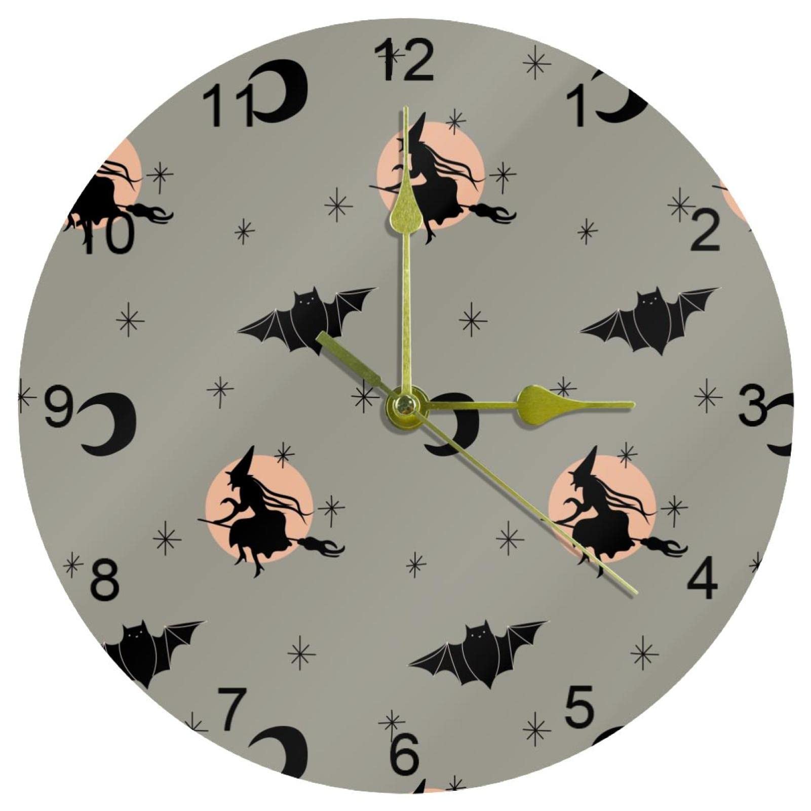 Horloge murale silencieuse pour Halloween : grand cadran de 25,4 cm sans tic-tac