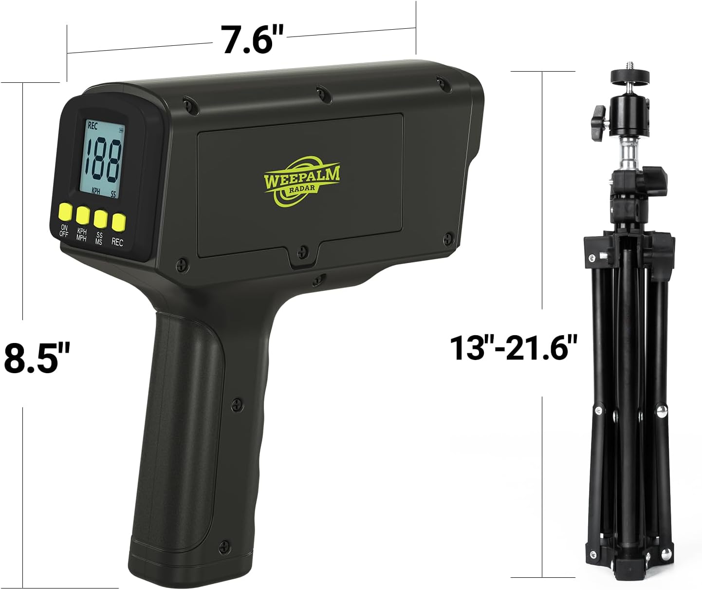 Baseball Radar Gun with Tripod, Speed Radar Gun for Baseballs Softball, LED+LCD Larger Display,Handheld or Hand Free SpeedSensors Base Ball Speed Training Equipment for All Baseball Players