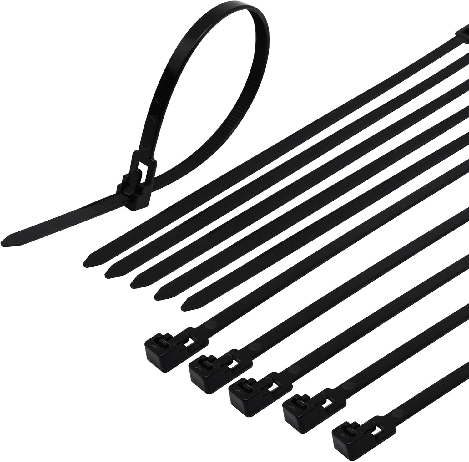 Reusable Zip Ties 24 Inch, 50 Pack Black Cable Ties Reusable UV Resistant, Heavy Duty Zipties Nylon Wire Ties Removable for Cord Management