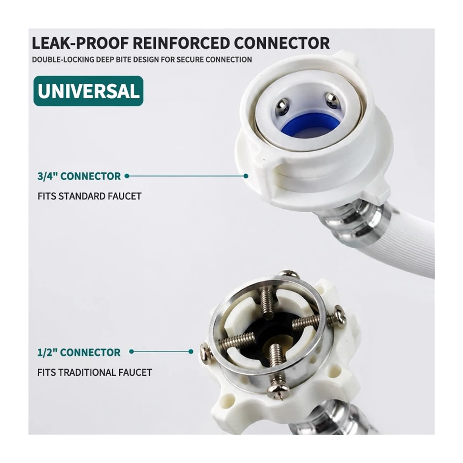 Manguera Entrada Agua Lavadora 1m/1.5m/2m | Conector reforzado a prueba de fugas Adaptador de 1/2" 3/4" for tubería de grifo estándar(2M)