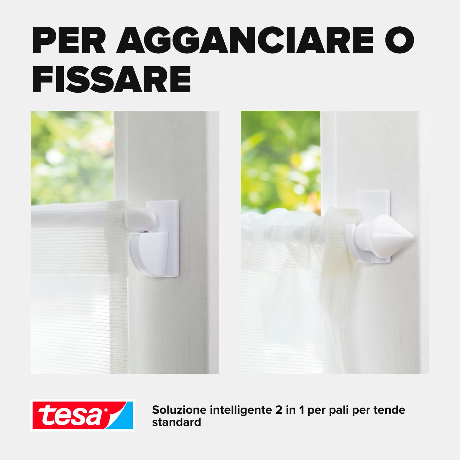Tesa 58034 Powerstrips Tesa Vario- Ganci per tende (confezione a 4)
