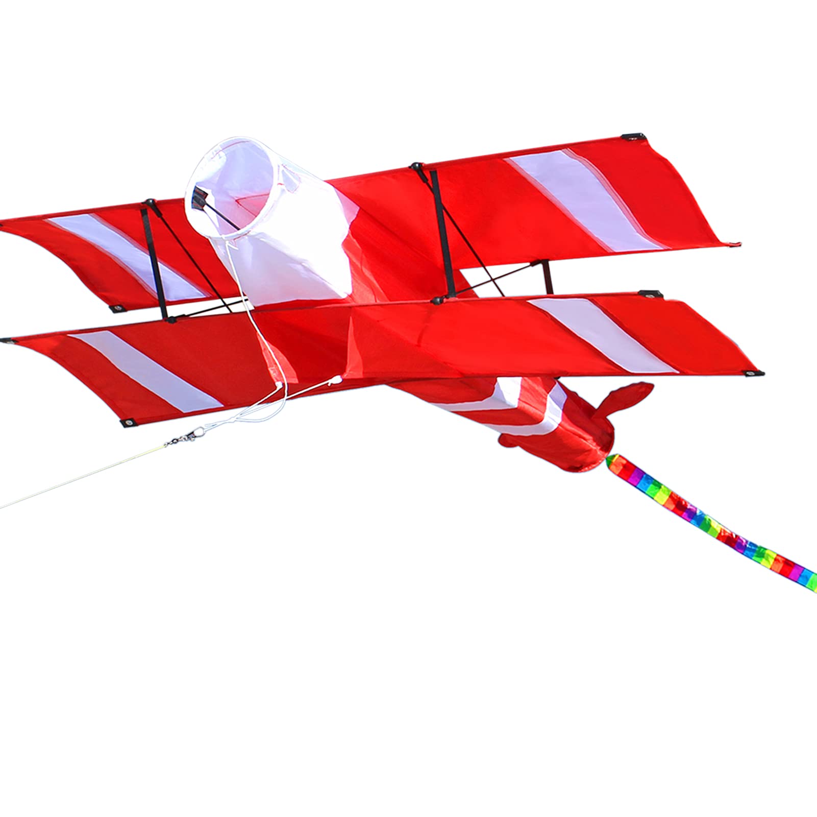 Kite,YIWENG 3D Kite Airplane Kite Huge Bi-Plane Kite Giant Flying Kite Super Size Polyester 3D Airplane Kite
