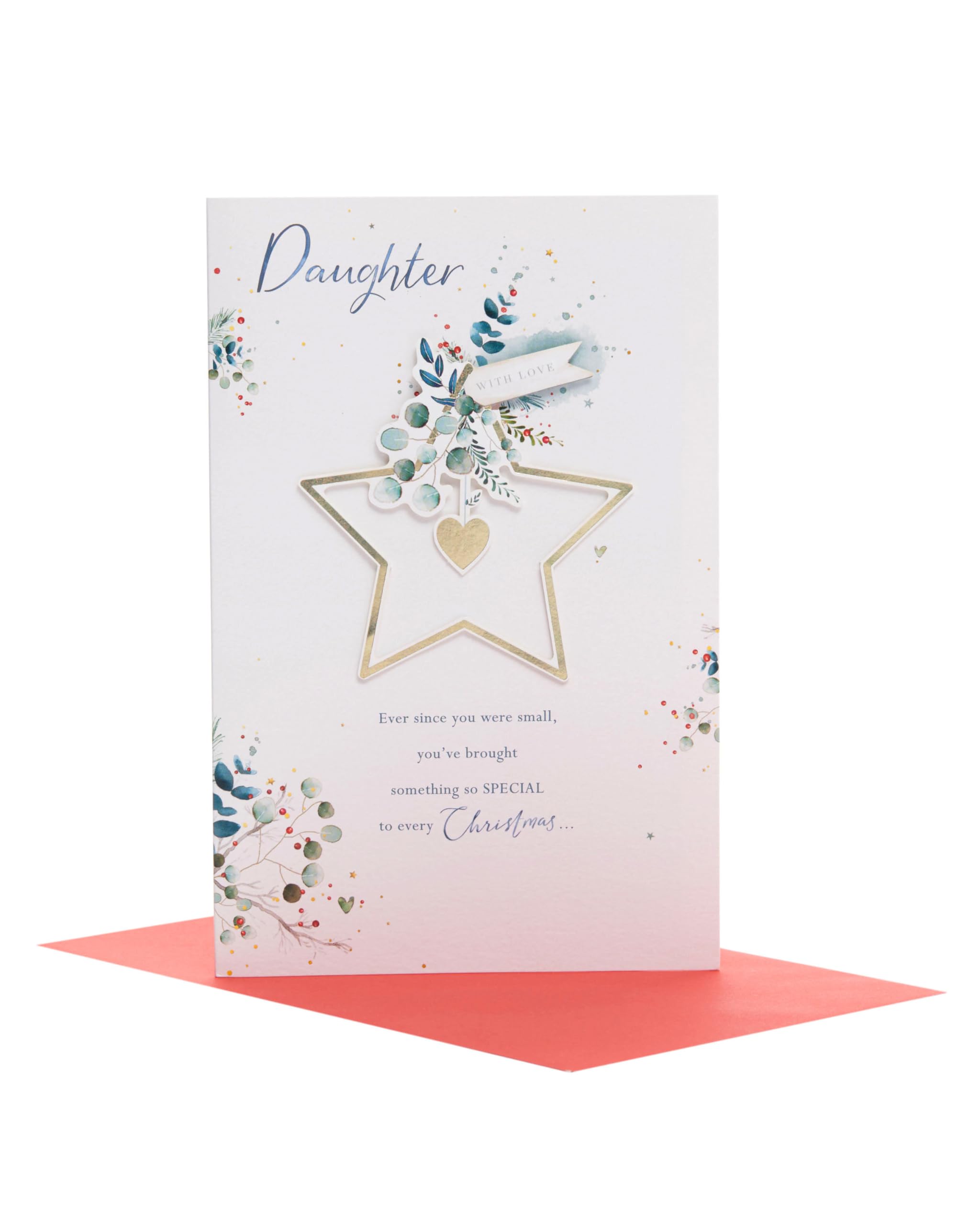 UK Greetings Christmas Card for Daughter - Star Design