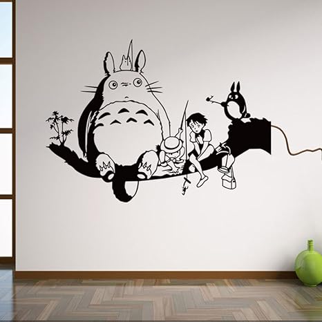 Amazon Com W M Totoro Decoracion De Pared Calcomania Mural De Habitacion De Los Ninos Bebe Calcomania Vivero Arte De Pared Decoracion Bebes