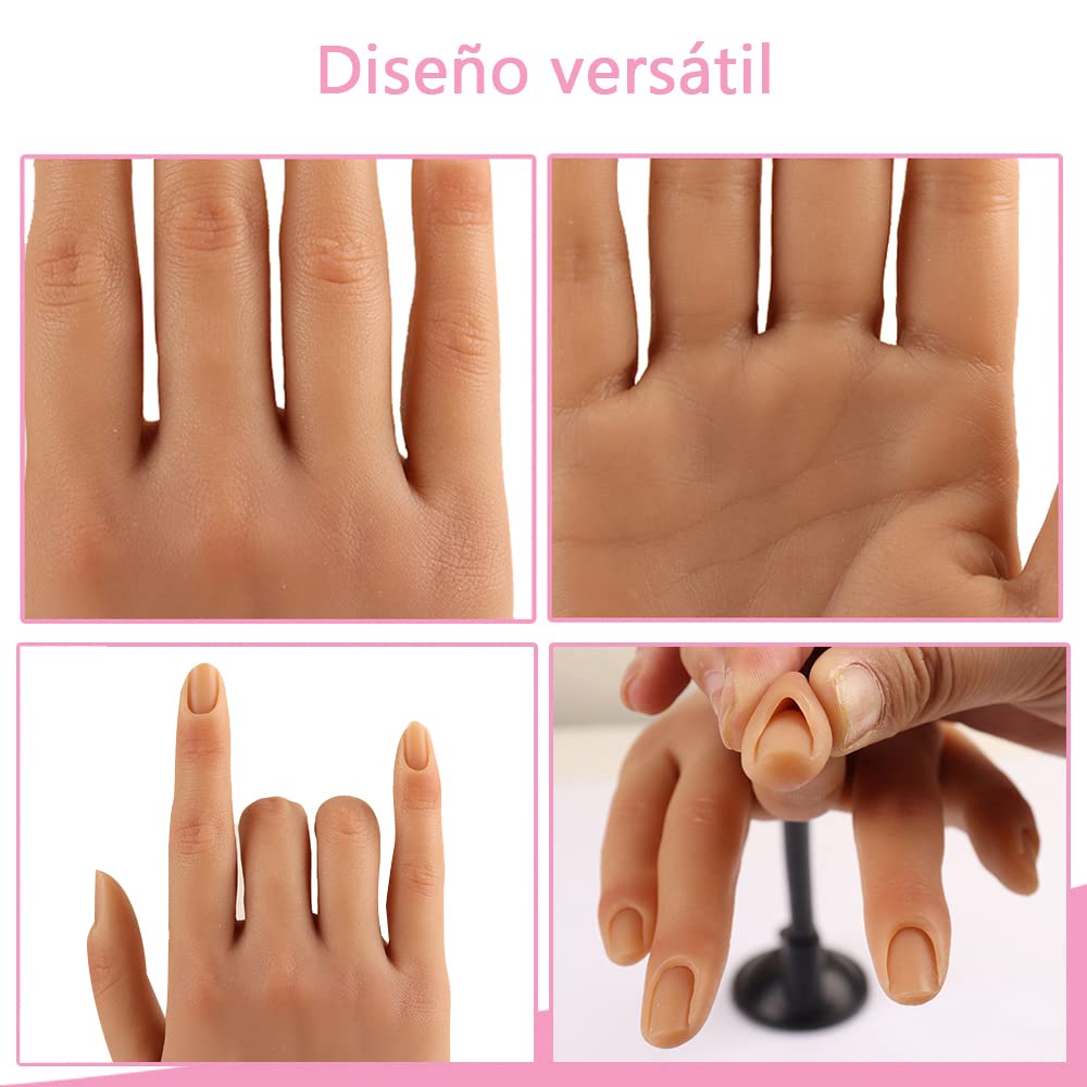 KnowU Mano para Practicar Uñas, Silicona Mano Practicas Manicura con Soporte, Mano de Practicas de Uñas, Right