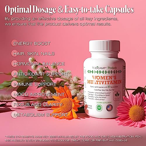 Todicamp Women's Multivitamin & Mineral Complex With Plant-Based Extracts - Hair Skin And Nails Vitamins - Foundational Multivitamin For Women - 30 Day Supply #TOP4