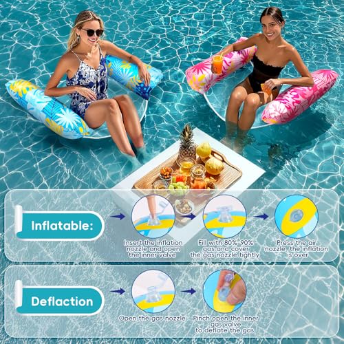 Lekwaiin Luftmatratze Pool, 2 Stück Wasserhängematte 4 in 1 Aufblasbare Schwimmmatte mit Netz Luftmatratze Wasser Pool Zubehör Spielzeug, Wasserspielzeug Hängematte für Erwachsene und Kinder