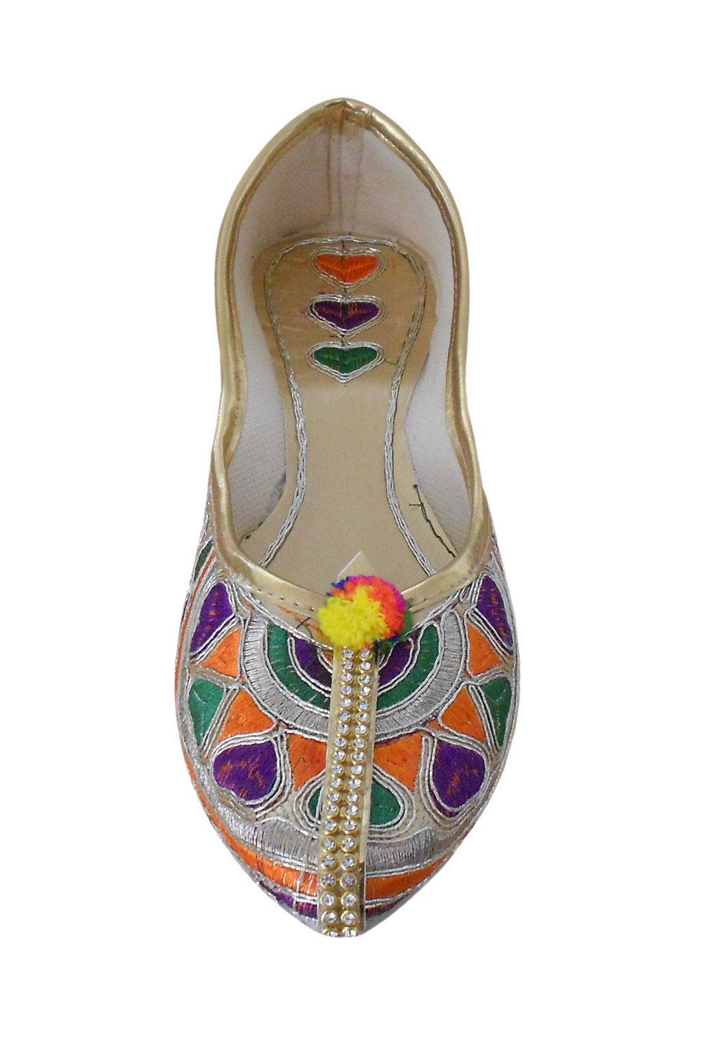Kalra Creations Women Jutties Traditional Synthetic with Sequence Work Ethnic Multi Color Shoes 5 M
