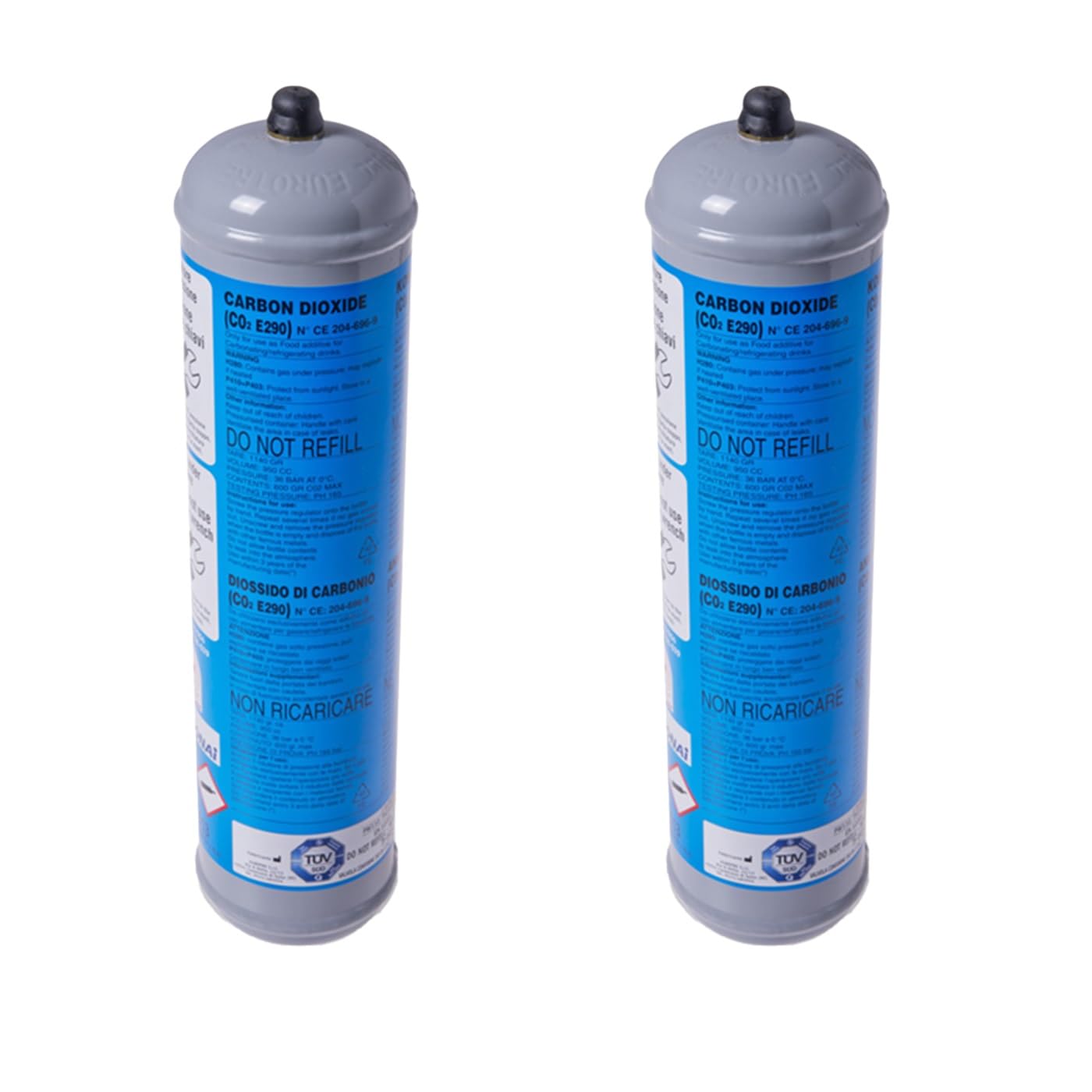 Lotto 2X Bombole CO2 600g Monouso per Gasatori domestici E290