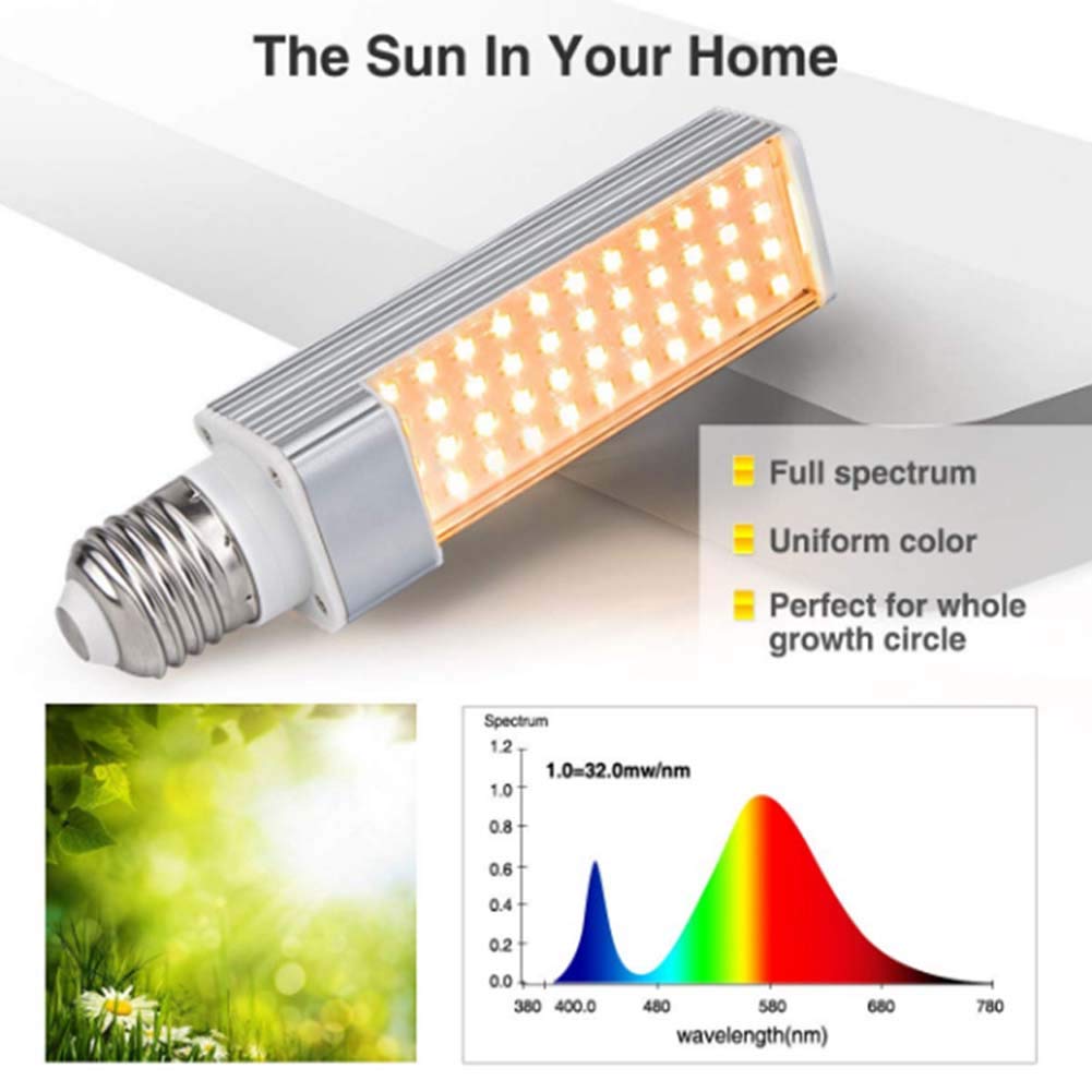 Led Grow Light 45W, Sunlike Full Spectrum Grow Lamp para plantas de interior, Gooseneck Desk Plant Light, E27 / E26 Bombilla reemplazable