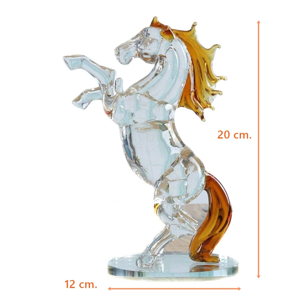 Amazon.co.jp: 手作りの手吹きガラスクリスタルホース 馬の姿 20 cm 