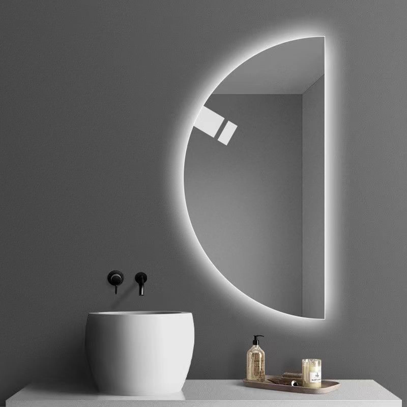 Miroir de courtoisie mural à DEL anti-buée tactile réglable