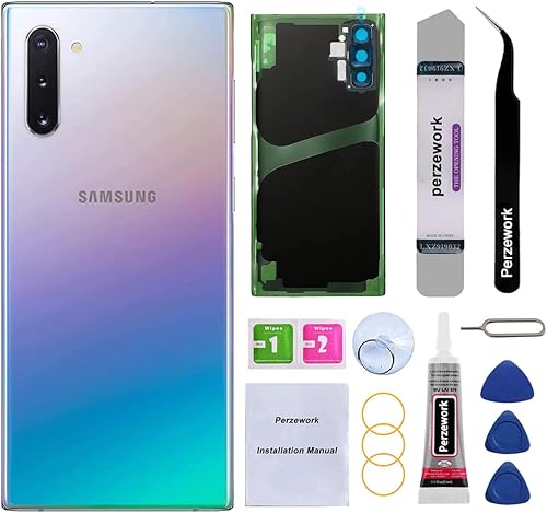 Perzework Reemplazo de cristal trasero trasero para Samsung Galaxy Note 10 de 6.3 pulgadas con kit de herramientas de reparación y adhesivo