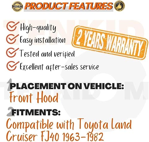 Miniatura 3 de Puntales de capó delantero compatibles con Toyota Land Cruiser FJ40 1963-1982 Soporte de elevación de choque Kit de amortiguadores de gas para capó