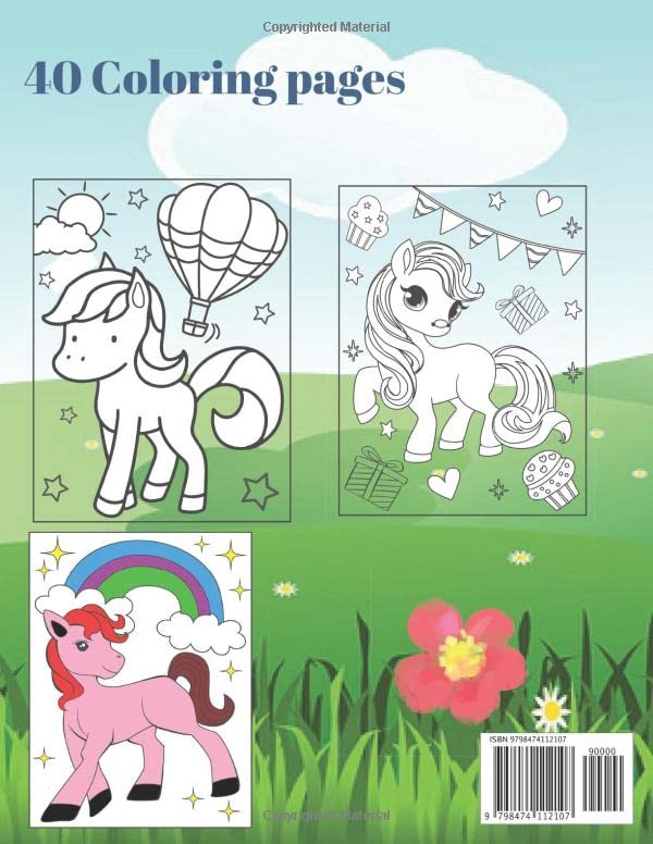 Pony Coloring Book For Girls Ages 4 - 8: 40 cute and simply page to color for girls image 3