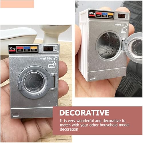 Miniatura 9 de Zerodeko Muebles para niños, 1 unidad, modelo de lavadora de simulación, lavadora en miniatura para, muebles de lavandería, decoración de oficina
