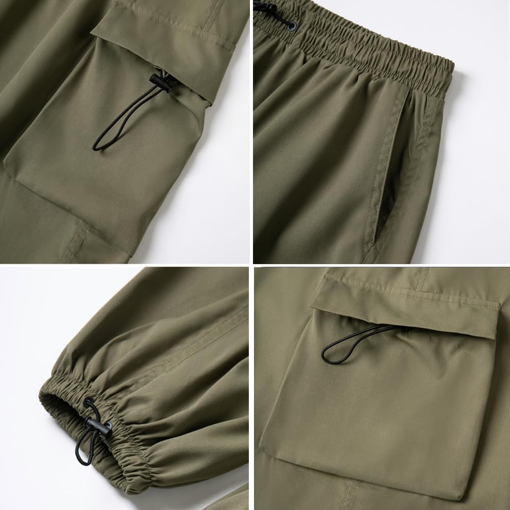 WZIKAI Men's Baggy Cargo Pants Casual Parachute Cargo Pants Loose Fit Hip Hop Harem Pants with Pockets - Image 6