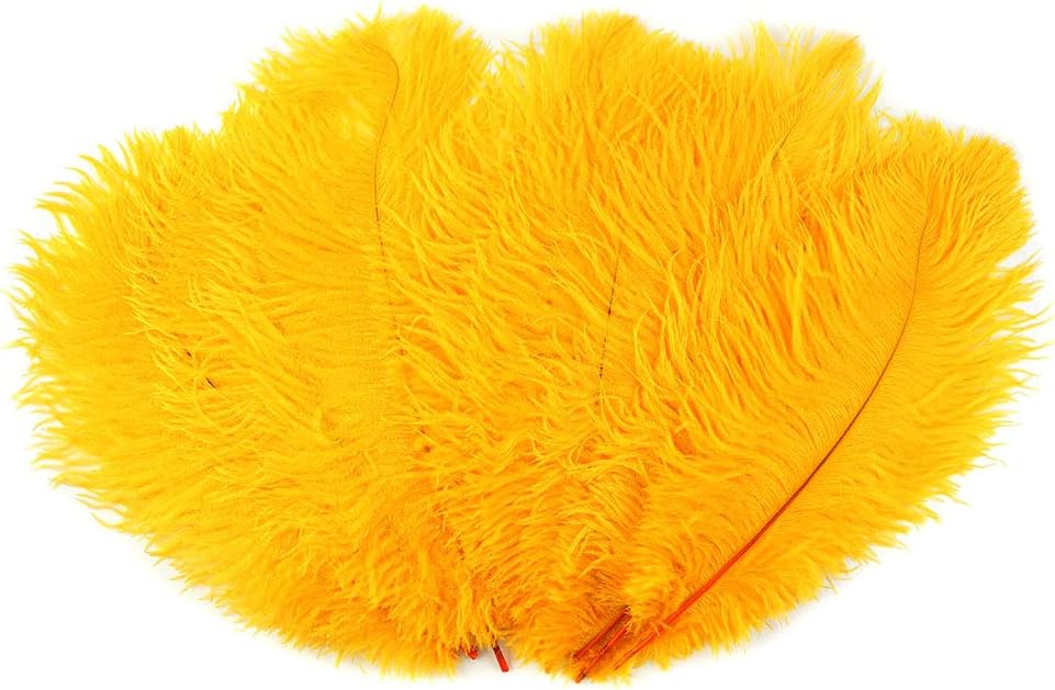ZUCKER - Ostrich Feathers for Centerpieces- Wedding Decorations- Feathers for Crafts, 12 Pieces, 13-16 Inch, Gold