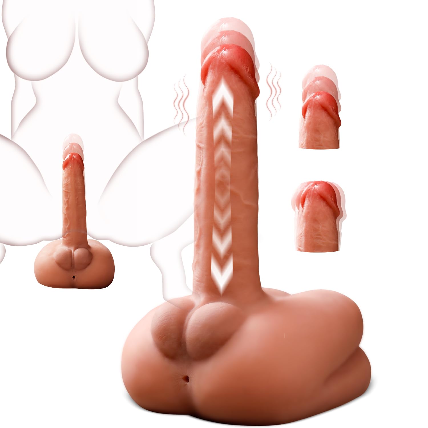 Thrusting Dildo Vibrator Sex Toys - Women Hands-Free Ride Penis Masturbator with 2 in 1 Thrusting Vibrating 7
