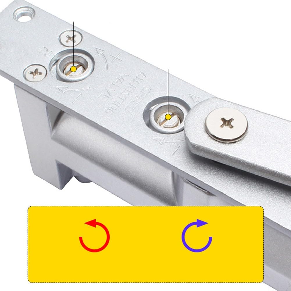 Ukryty hydrauliczny samozamykacz do drzwi – regulowane 2-stopniowe zamykanie, cicha praca, do drzwi o grubości 35 mm, srebrny stop aluminium