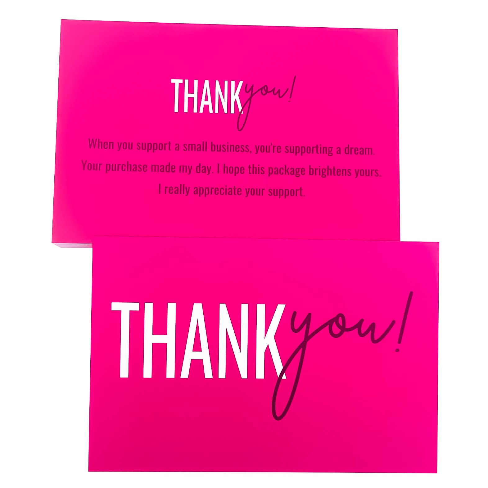 Dankeskarten Mit Herz-Design – 50 Stück, 10,2 X 15,2 Cm, Hotpink Mit Goldener Schrift, 300 G/m² Karton
