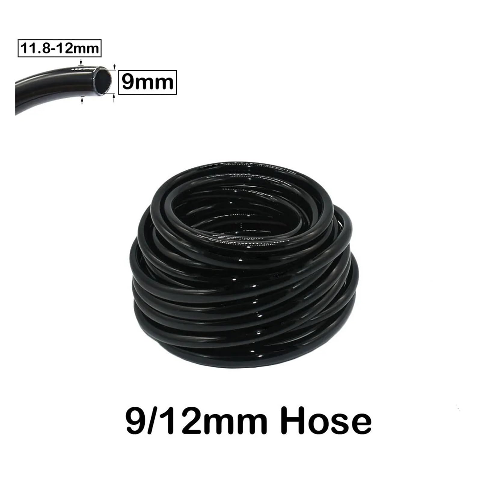 2m-50m 4/7mm 8/11 9/12mm tubería de PVC for riego de jardín aspersor de microtubo con Conector de Rosca de 1/2 ''3/4''(9I12 x 30M)