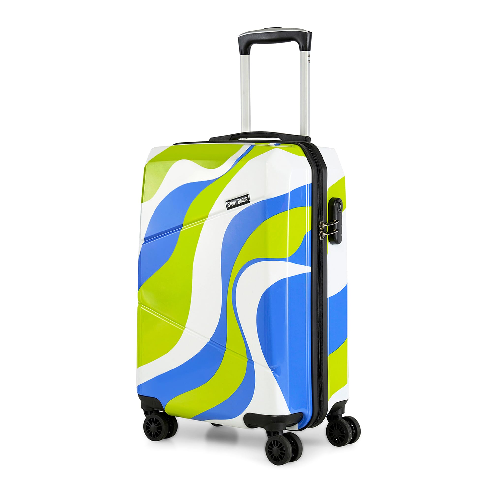 Stony Brook Nasher Miles Reflection 55 Cm 20 Inch Polycarbonate Hard-Sided 4 Wheels Spinner Cabin Luggage Trolley Bag (Green Blue)