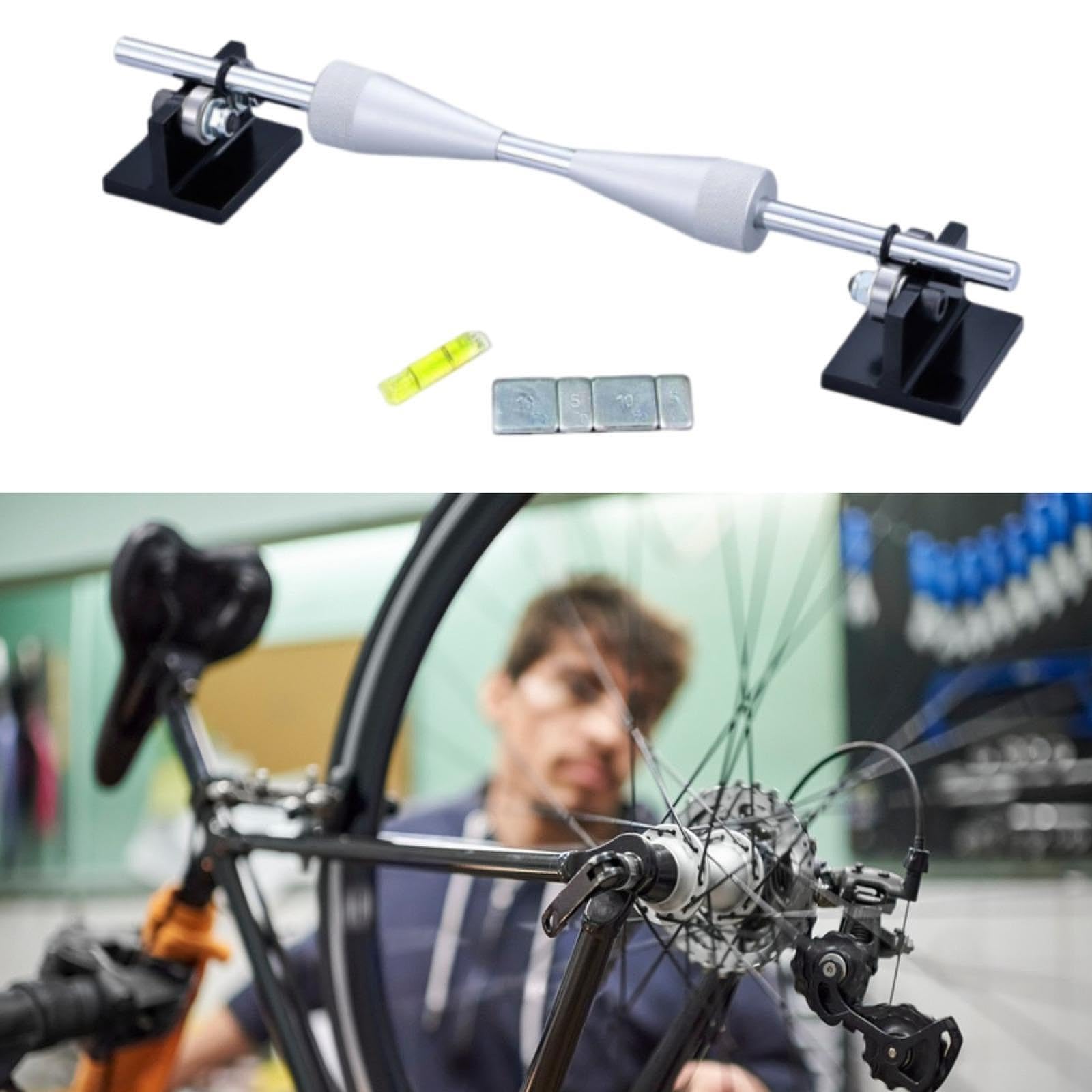 Equilibrador de Ruedas para Motocicleta, Herramienta de Taller de Aluminio, Compatible con Llantas de Moto y Remolque- A