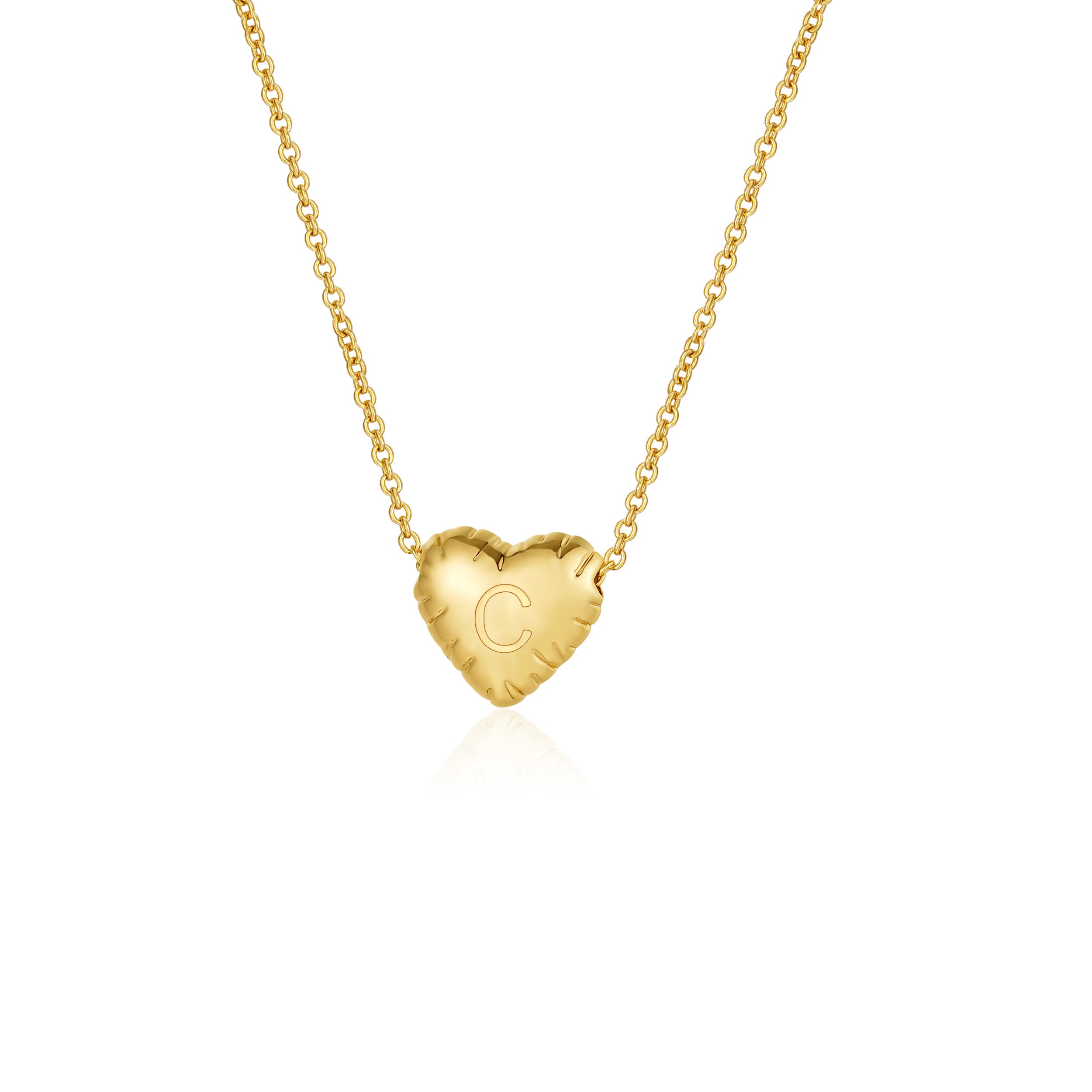 VULETOBubble Heart Initial Necklace, 14k Gold Tiny Balloon Letter Chain Jewelry Gift for Women Girls