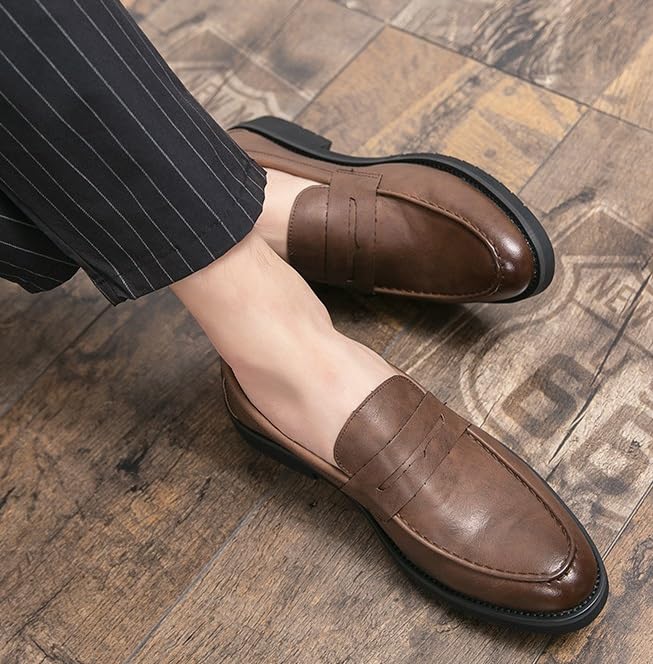 Men's Classic Slip On Derby Mens Formal Business Brogue Oxford Shoes4